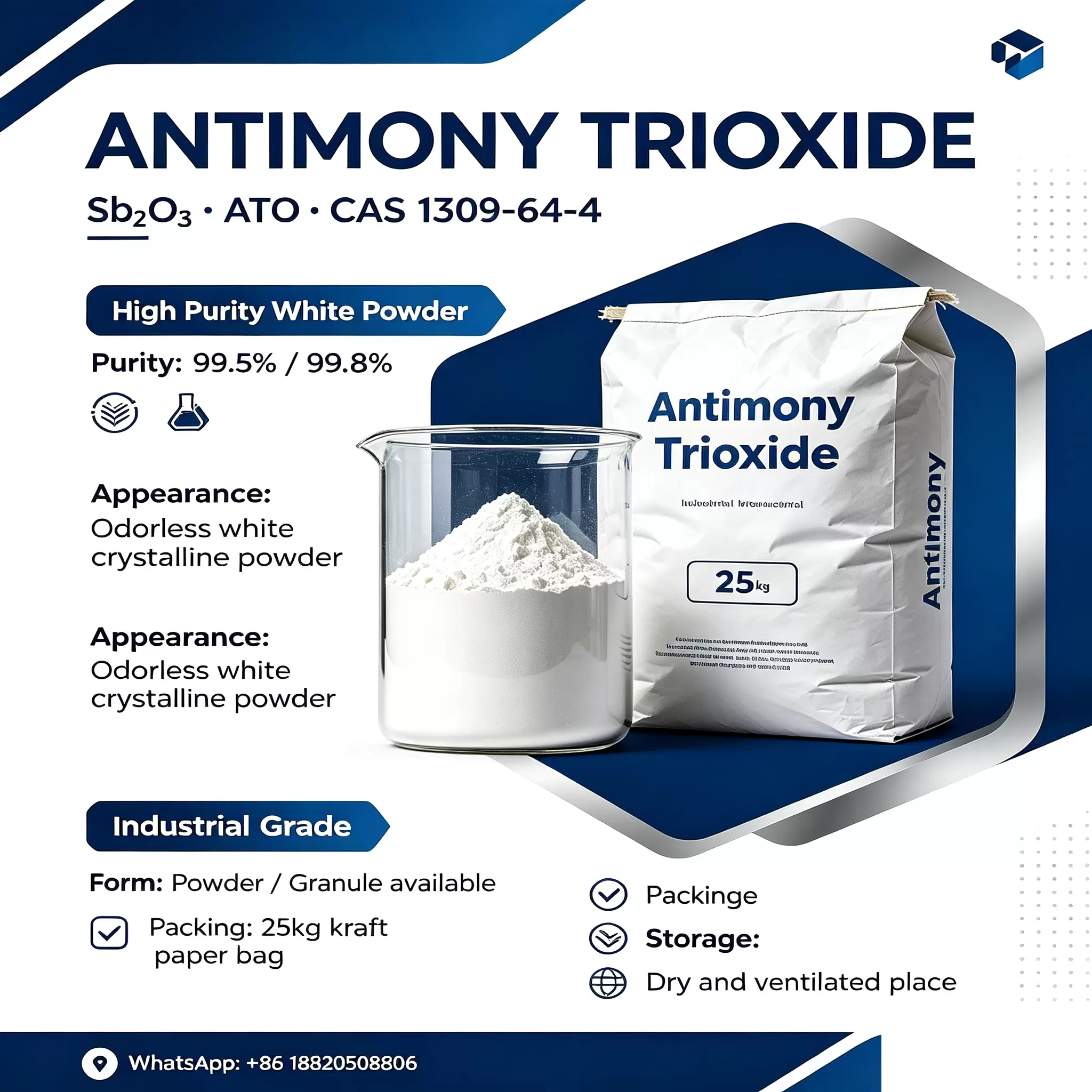 Antimony (III) Oxide Sb2O3 Flame Retardant for Plastics Coatings Ceramic Rubber